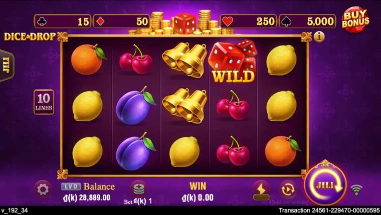 Ảnh bảng biểu tượng & tính năng game Dice & Drop (slot JILI) chơi tại LC79